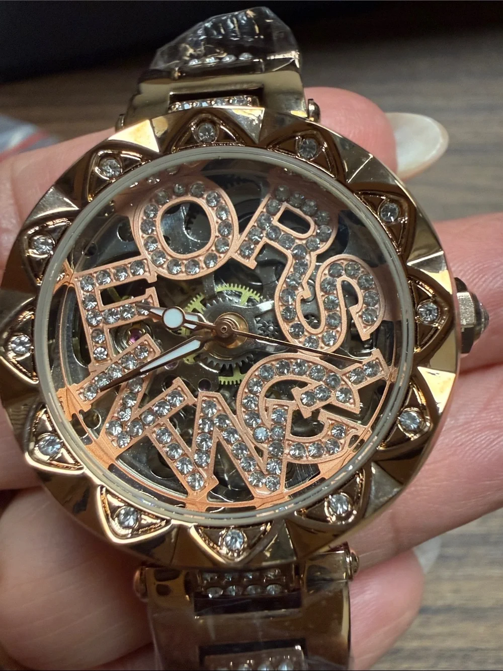 Rose Gold Women's Crystal Accent Watch Bracelet